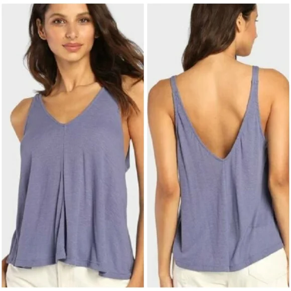 Free People Dani tank top dusty iris purple ribbed knit extra small XS NWT - Picture 2 of 6